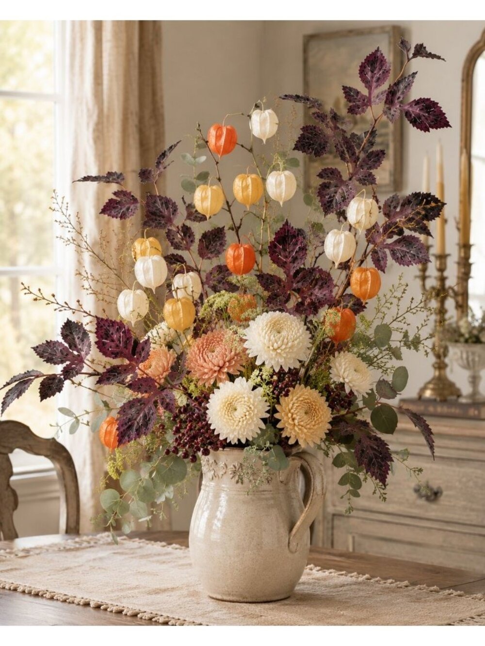 Purple Plum Burgundy Fall Leaf Stems Set of 2 23 Inch Artificial Silk Foliage - Picture 4 of 10